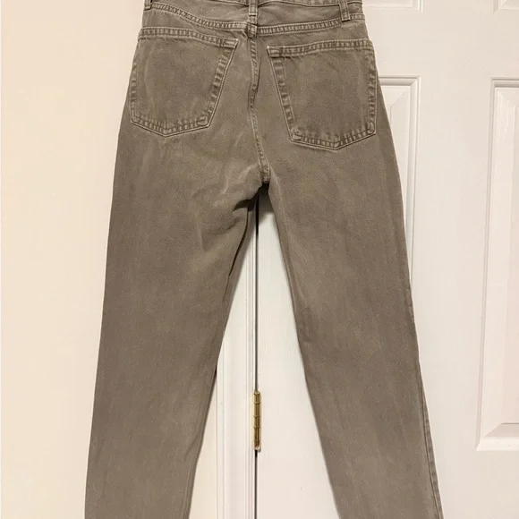 Zara High Rise Straight Leg Jeans Size 0 Khaki Beige Brown Wash - Picture 2 of 3